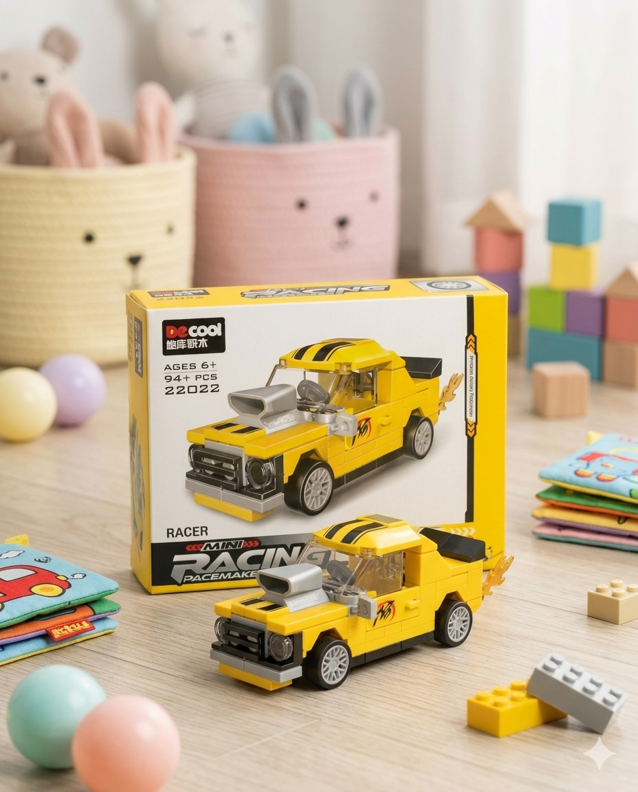 Mini Building Blocks Racing Car (Yellow)