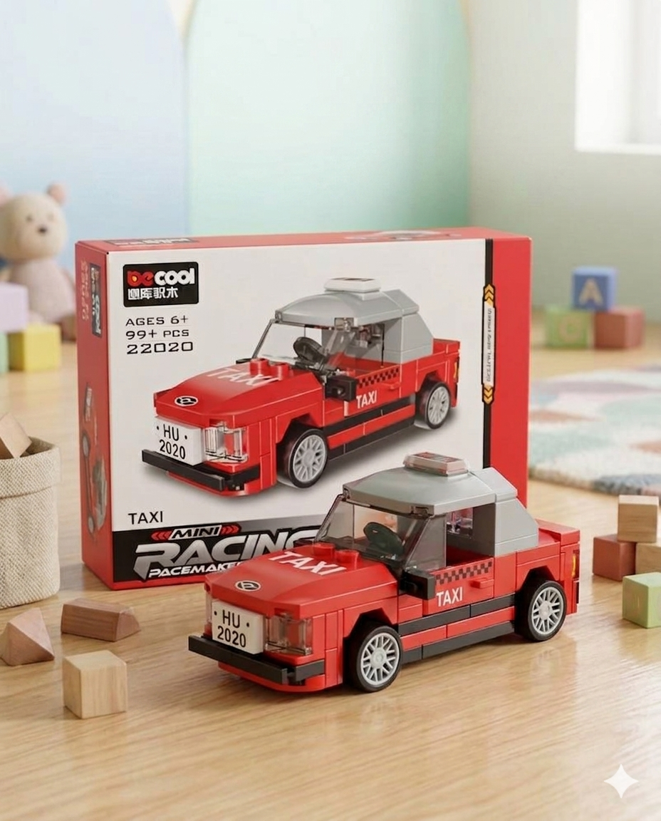 Mini Building Blocks Racing Taxi (Red)