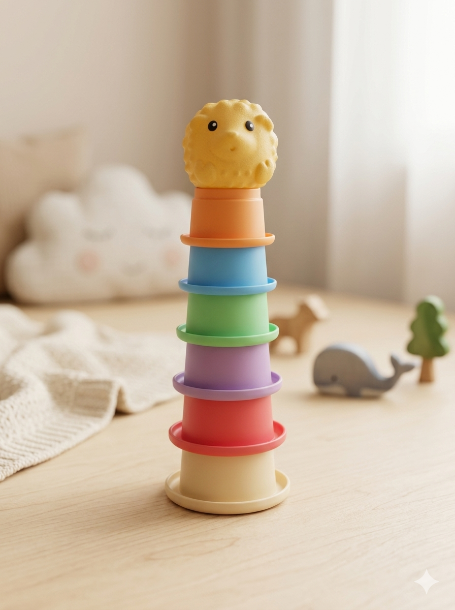 Nesting & Stacking Cup Set - Soft Rubber Material