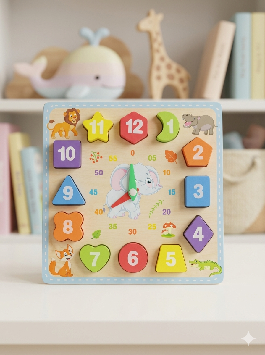 Wooden Shapes Sorter Clock